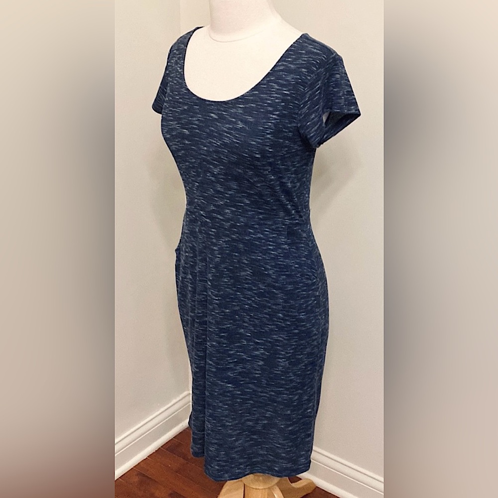 Christopher & Banks Blue White Heathered S Coastal Preppy Weekend Casual Dress - Picture 5 of 11